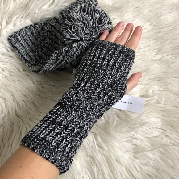 Rebecca Minkoff Gray Marled Pom Pom Beanie & Arm Warmer Glove Set O/S NWT main image 8